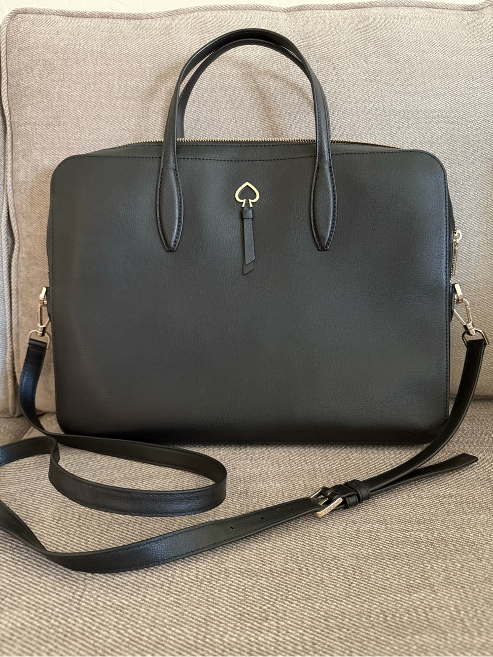 Kate Spade Adel Black Leather Laptop Bag Crossbody – Excellent Condition